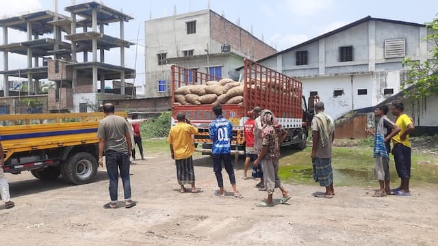 হিলি স্থলবন্দর দিয়ে ভারত থেকে কচুর মুখি আমদানি