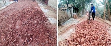 আশাশুনির বুধহাটা-শোভনালী সড়কে নির্মান কাজে অনিয়ম