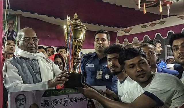 কলাপাড়ায় এমপি কাপ ফুটবল টুর্নামেন্টে দেখতে দর্শকদের ঢল