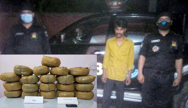বরিশালে গাঁজাভর্তি  প্রাইভেটকারসহ কারবারি আটক