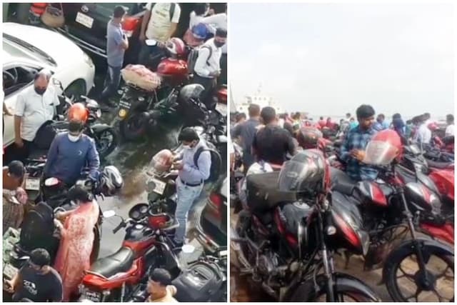 দৌলতদিয়া ফেরিঘাটে ঢাকামুখী মানুষের চাপ