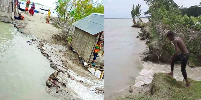 ঝালকাঠিতে বাঁধ ভেঙে ১৫ গ্রাম প্লাবিত