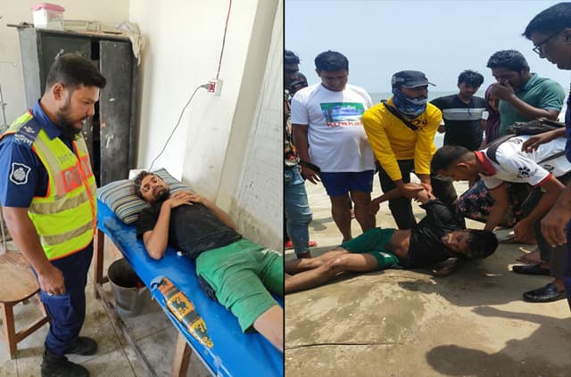 কুয়াকাটা সমুদ্রে ভেসে যাওয়া দুই পর্যটককে জীবিত উদ্ধার
