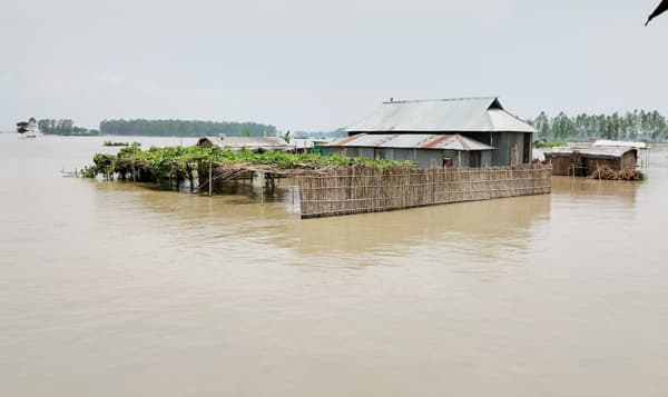 টাঙ্গাইলের দুর্গম চরাঞ্চলে পানিবন্দি হাজারো মানুষ