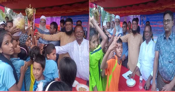 কাউখালীতে বঙ্গবন্ধু ও বঙ্গমাতা গোল্ডকাপ ফুটবল টুর্নামেন্টের পুরস্কার বিতরণ