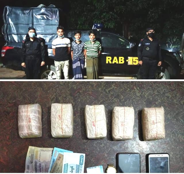 উখিয়া ১০ হাজার ইয়াবাসহ ৩ রোহিঙ্গা আটক