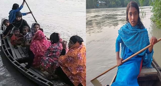 সংসারের হাল ধরতে খেয়া ঘাটের মাঝি হলেন স্কুলছাত্রী মুনিরা