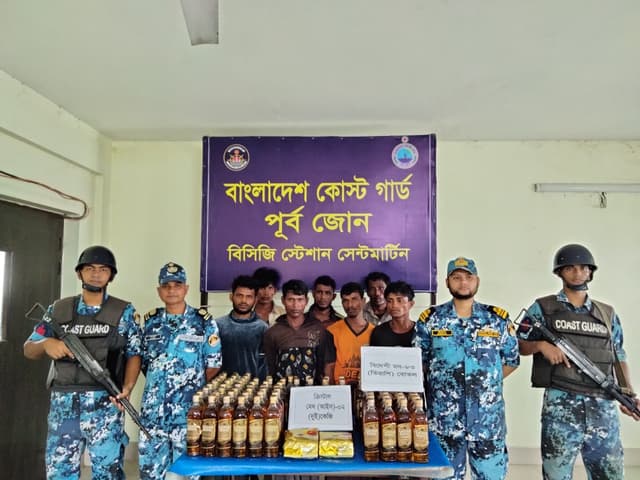 সাগর দিয়ে প্রবেশকালে মাদকসহ আটক ৭ মিয়ানমার নাগরিক