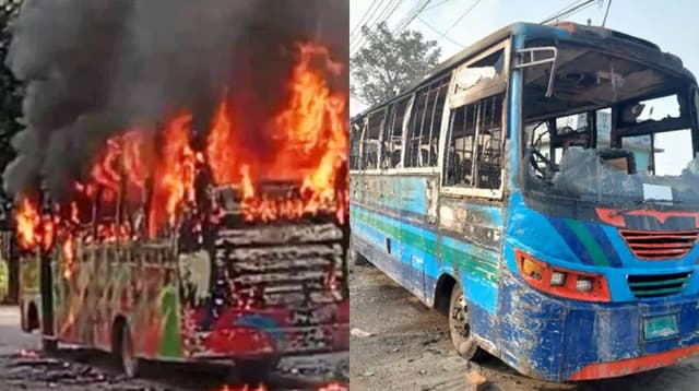 অবরোধের প্রথম দিন: ঢাকায় দুটি বাসে আগুন, গ্রেপ্তার ১৫৮