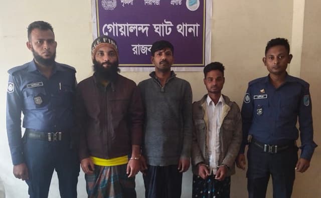গোয়ালন্দে পুলিশের অভিযানে পলাতক ৩ আসামী গ্রেফতার