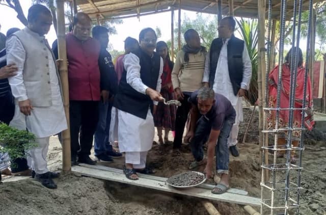 পাঁচবিবিতে দুই শত বছরের পুরাতন মন্দিরের নির্মাণ কাজের উদ্বোধন